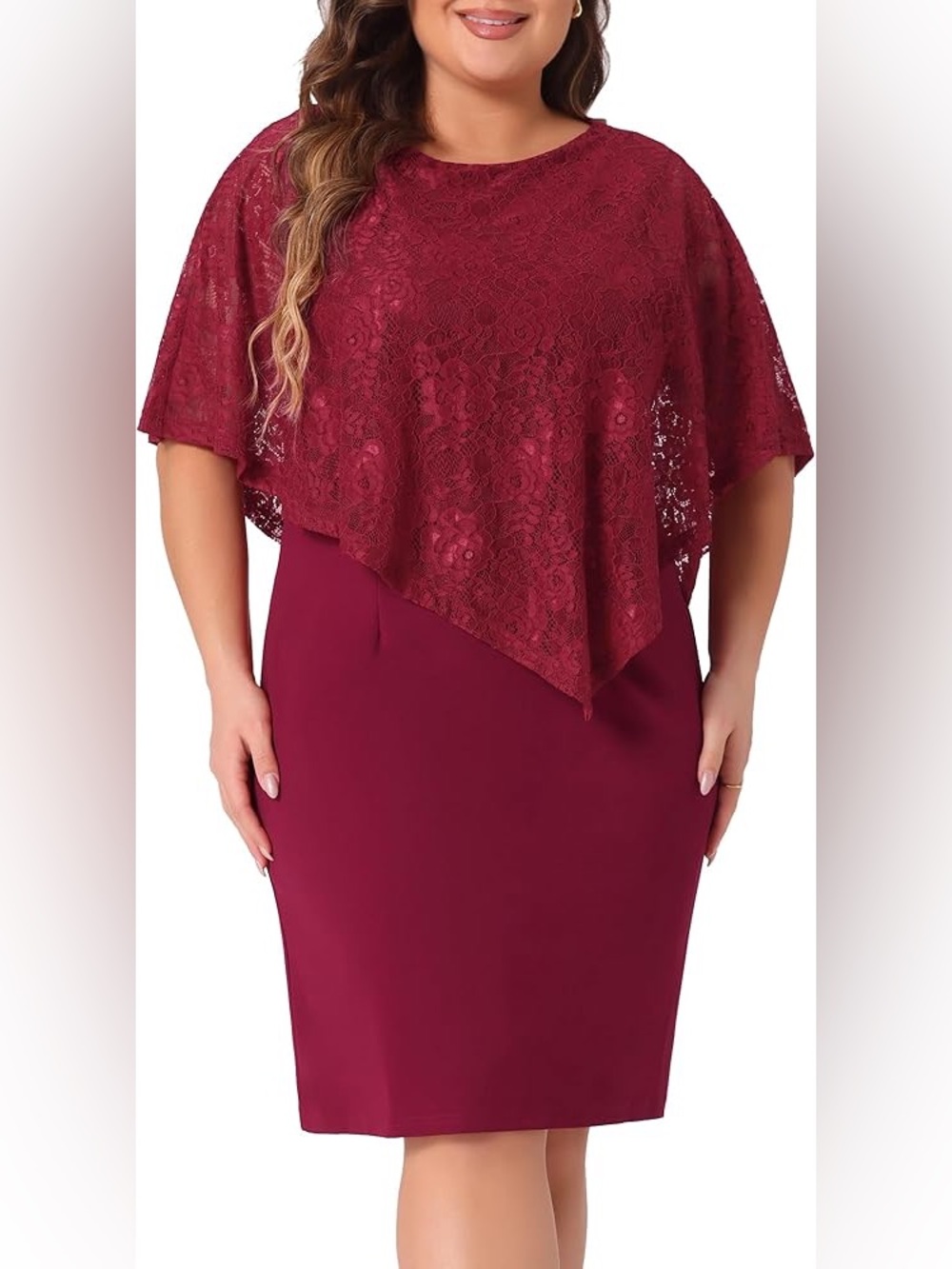 Elegant Red Lace-Overlay Maxi Dress